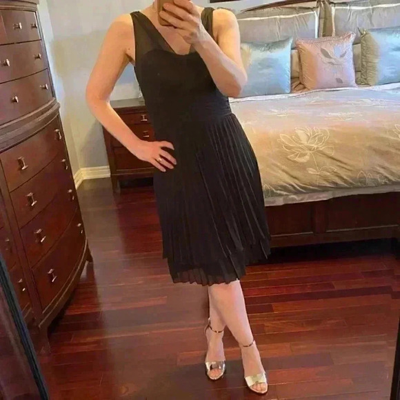 Selina Studio Little Black Dress Sheer Pleated Flowy Sleeveless LBD Size 4 NWT - Picture 15 of 16